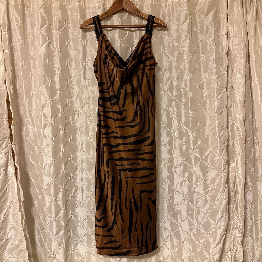 White House Black Market Tiger Print Midi Slip Dress WHBM